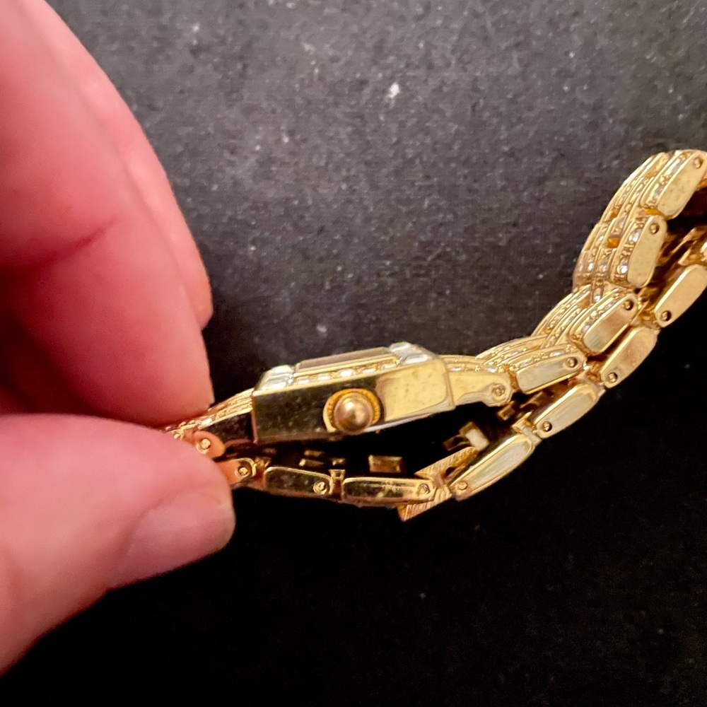 Gold Tone Diamond Encrusted Bling Watch - Picture 4 of 9